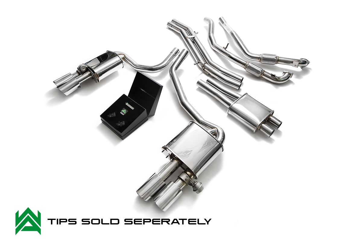 Armytrix – Stainless Steel Front pipe + mid pipe w/ resonator+ mid pipe + valvetronic muffler (L + R) + Wireless remote control kit for AUDI S4 B9 30 TFSI AVANT