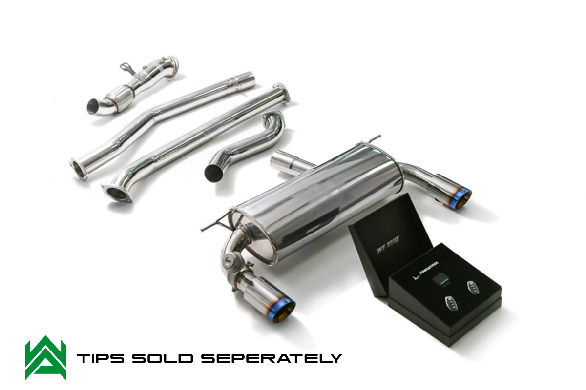 Armytrix – Stainless Steel Front pipe + Mid pipe 1 + Mid pipe 2 + Valvetronic mufflers + Wireless remote control kit for BMW 3 SERIES F30 340I