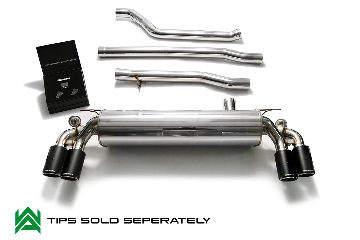 Armytrix – Stainless Steel Front pipe + Mid pipe 1 + Mid pipe 2 + Valvetronic Mufflers + Wireless remote control kit for BMW 5 SERIES G31 520I