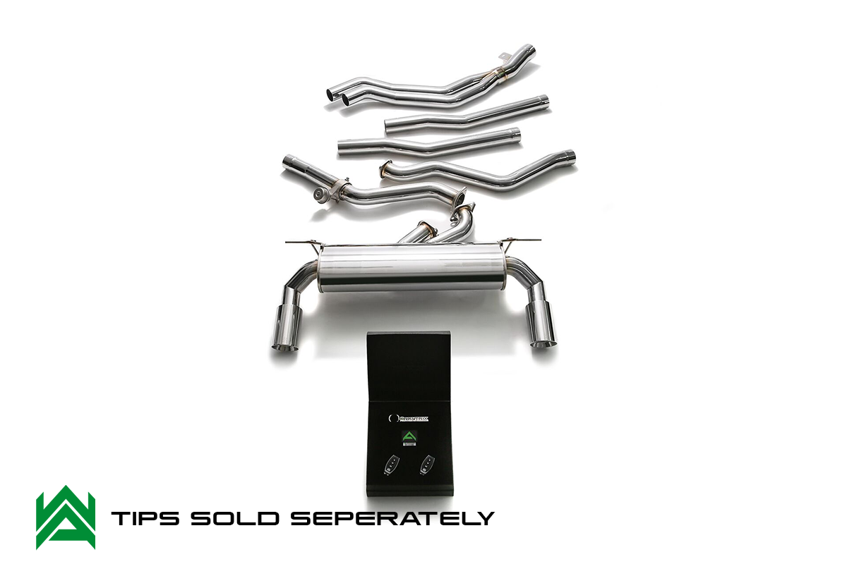 Armytrix – Stainless Steel Front Y pipe + Mid pipe 1 + Mid pipe 2 + Valvetronic muffler + Wireless remote control kit for BMW 1 SERIES F21 M140I