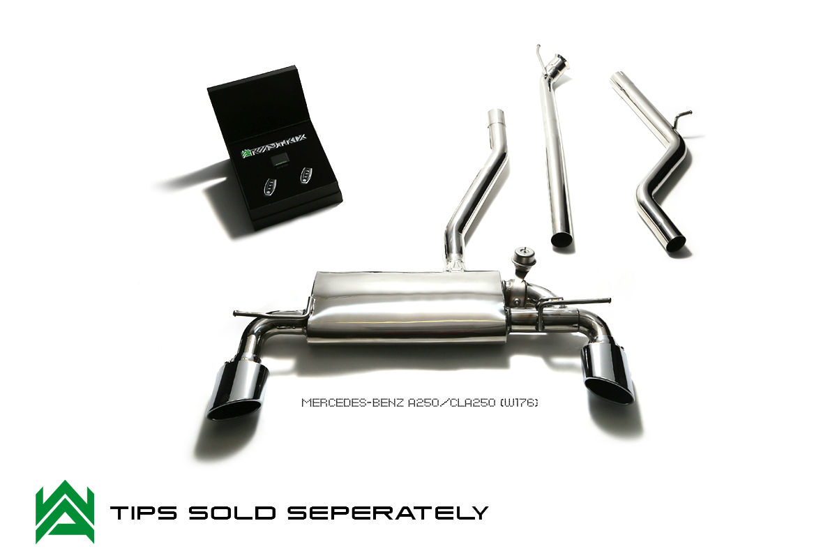 Armytrix – Stainless Steel Front pipe + mid pipe sec 1 + mid pipe sec 2 + Valvetronic muffler + Wireless remote control kit for MERCEDES-BENZ CLA C117 CLA250