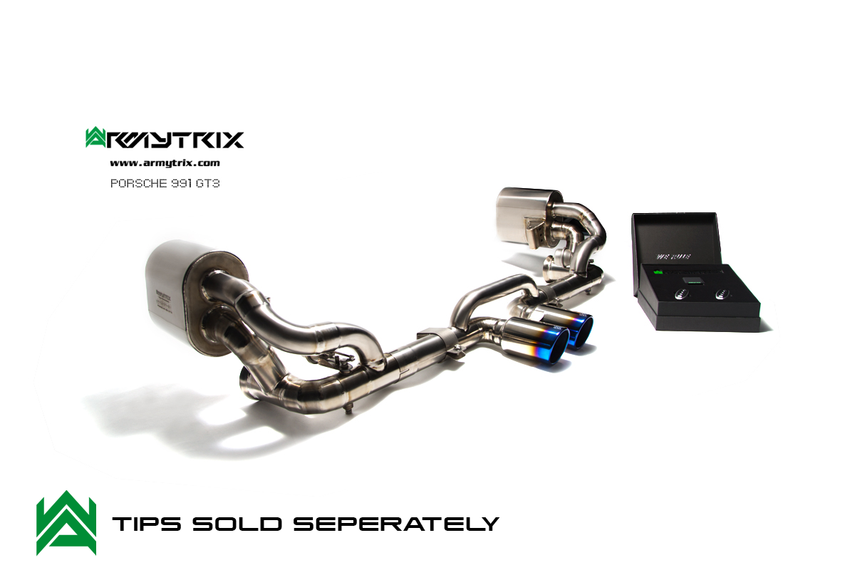 Armytrix – Titanium Valvetronic Muffler (L and R) + Connect Pipe + Wireless Remote Control Kit for PORSCHE 911 997 MK1 36L GT3