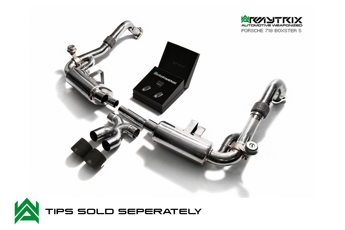 Armytrix – Stainless Steel Valvetronic Muffler (L and R) + Link pipe + X-pipe + Wireless Remote Control Kit for PORSCHE BOXSTER 718 20L