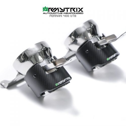 Armytrix – Stainless Steel Twin Stainless Steel Carbon Tips for FERRARI 488 GTB 39L