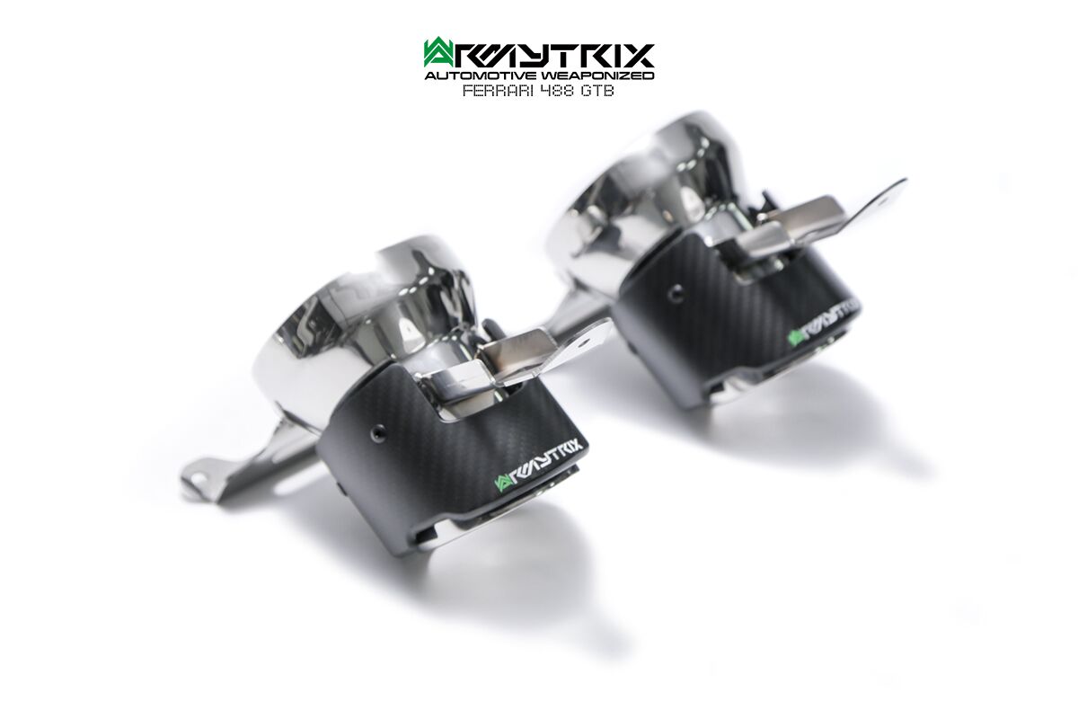 Armytrix – Stainless Steel Twin Stainless Steel Carbon Tips for FERRARI 488 GTB 39L