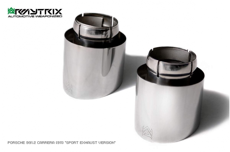 Armytrix – Stainless Steel Dual Chrome silver tips (2x101mm) for PORSCHE 911 991 MK2 30L CARRERA
