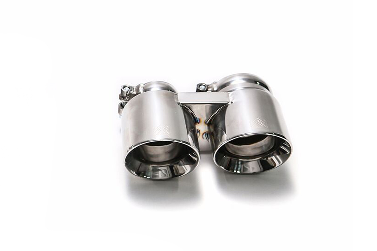 Armytrix – Stainless Steel Set of 2 single matte black replacement tips 2x89mm for PORSCHE 911 997 MK1 36L TURBO