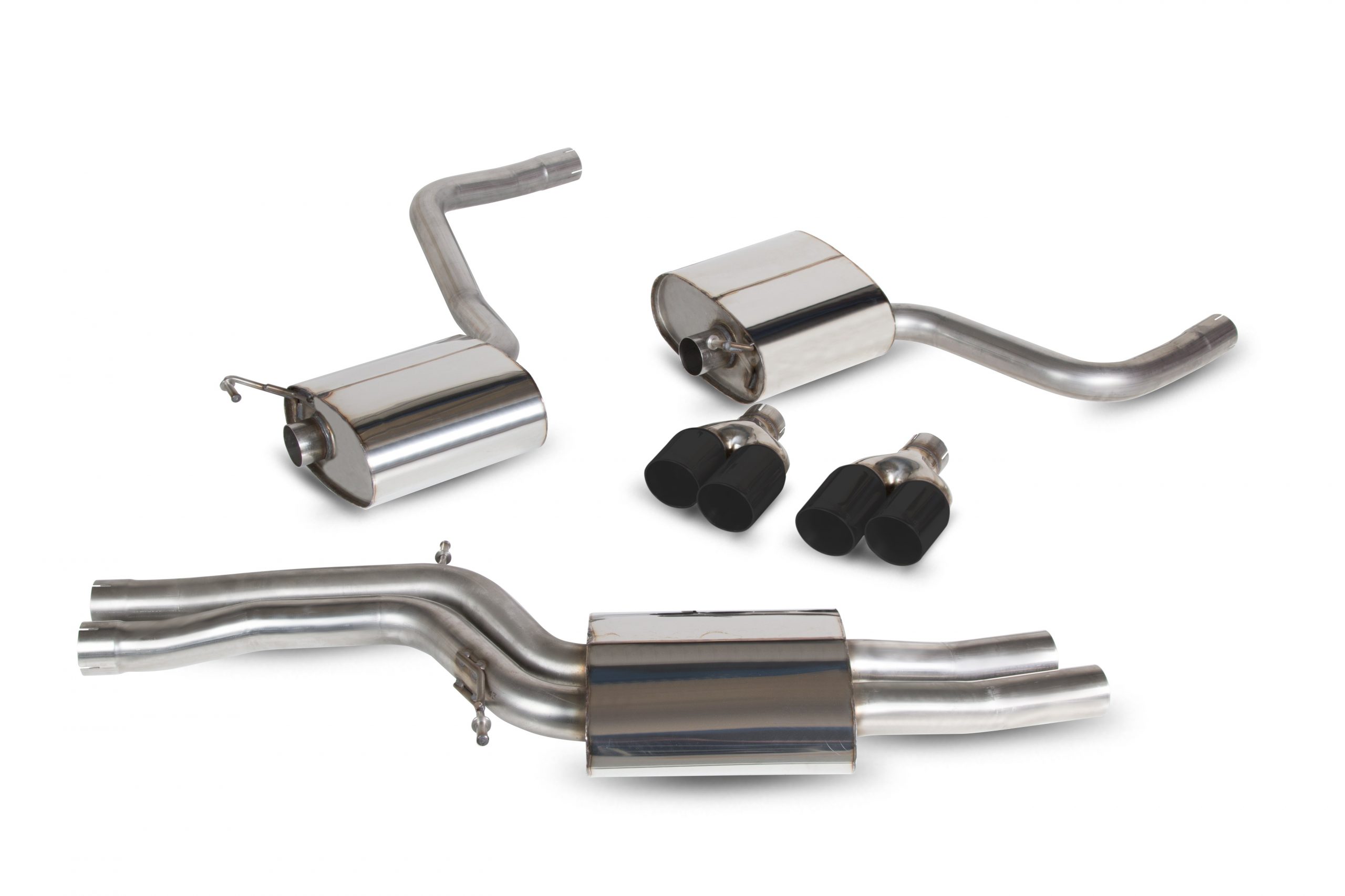 Scorpion Exhausts Audi S4 3.0 TFSI V6 Quattro & Avant B8/B8.5 / S5 Sportback 3.0 TSFI Quattro B8/B8.5 2009 2016 Resonated half system – Daytona Ceramic Tips