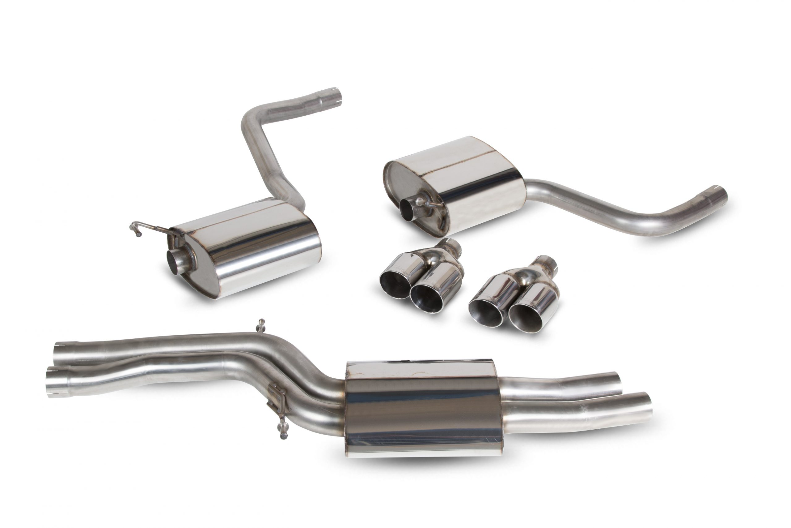 Scorpion Exhausts Audi S4 3.0 TFSI V6 Quattro & Avant B8/B8.5 / S5 Sportback 3.0 TSFI Quattro B8/B8.5 2009 2016 Resonated half system – Daytona Tips