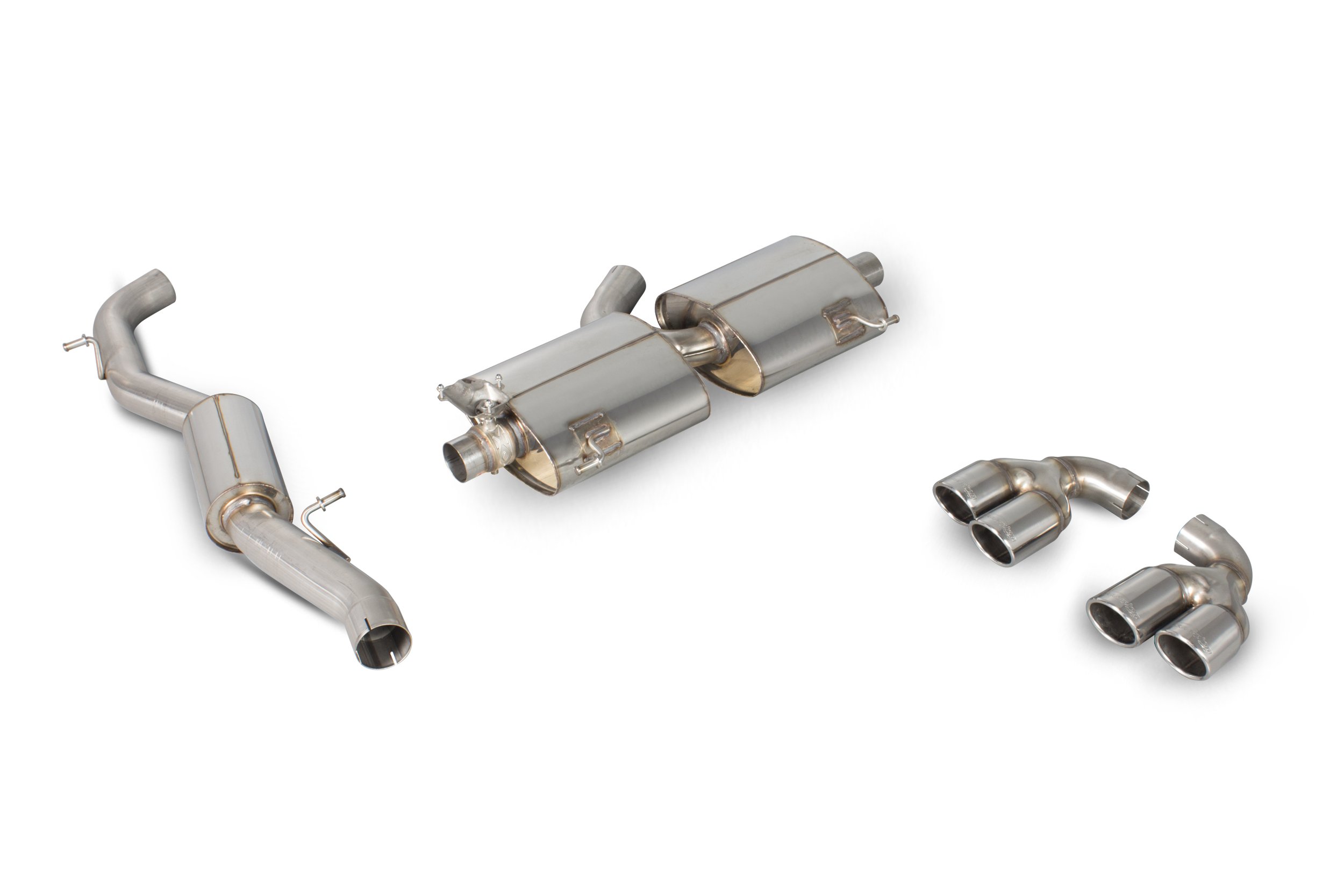 Scorpion Exhausts Audi S1 2.0 TFSi Quattro 2014 2018 Resonated cat-back system with electronic valves – Monaco (quad) Tips