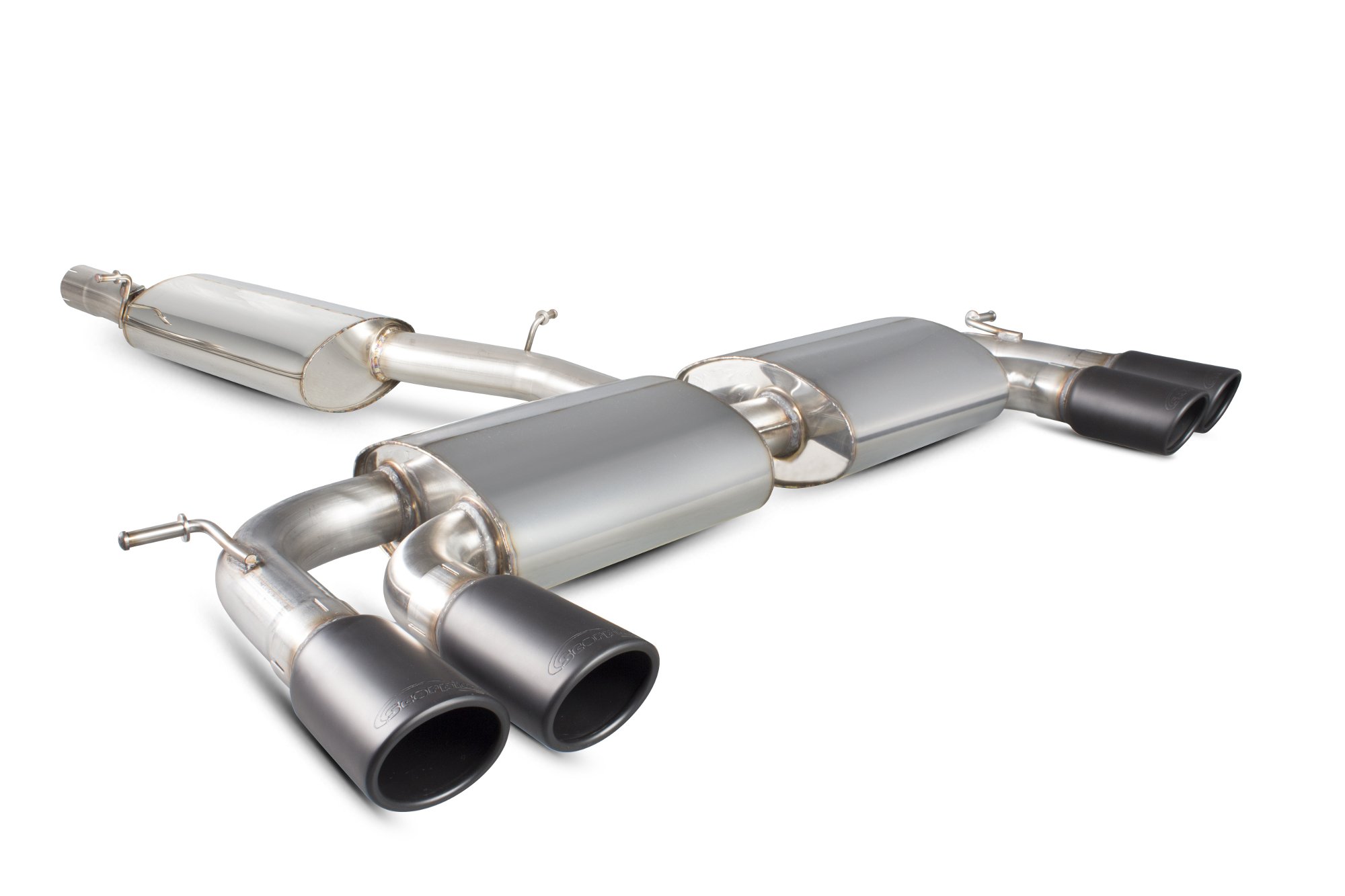 Scorpion Exhausts Volkswagen Golf MK7 R 2014 2016 Resonated cat-back system with no valves – Monacao (quad) Ceramic Tips