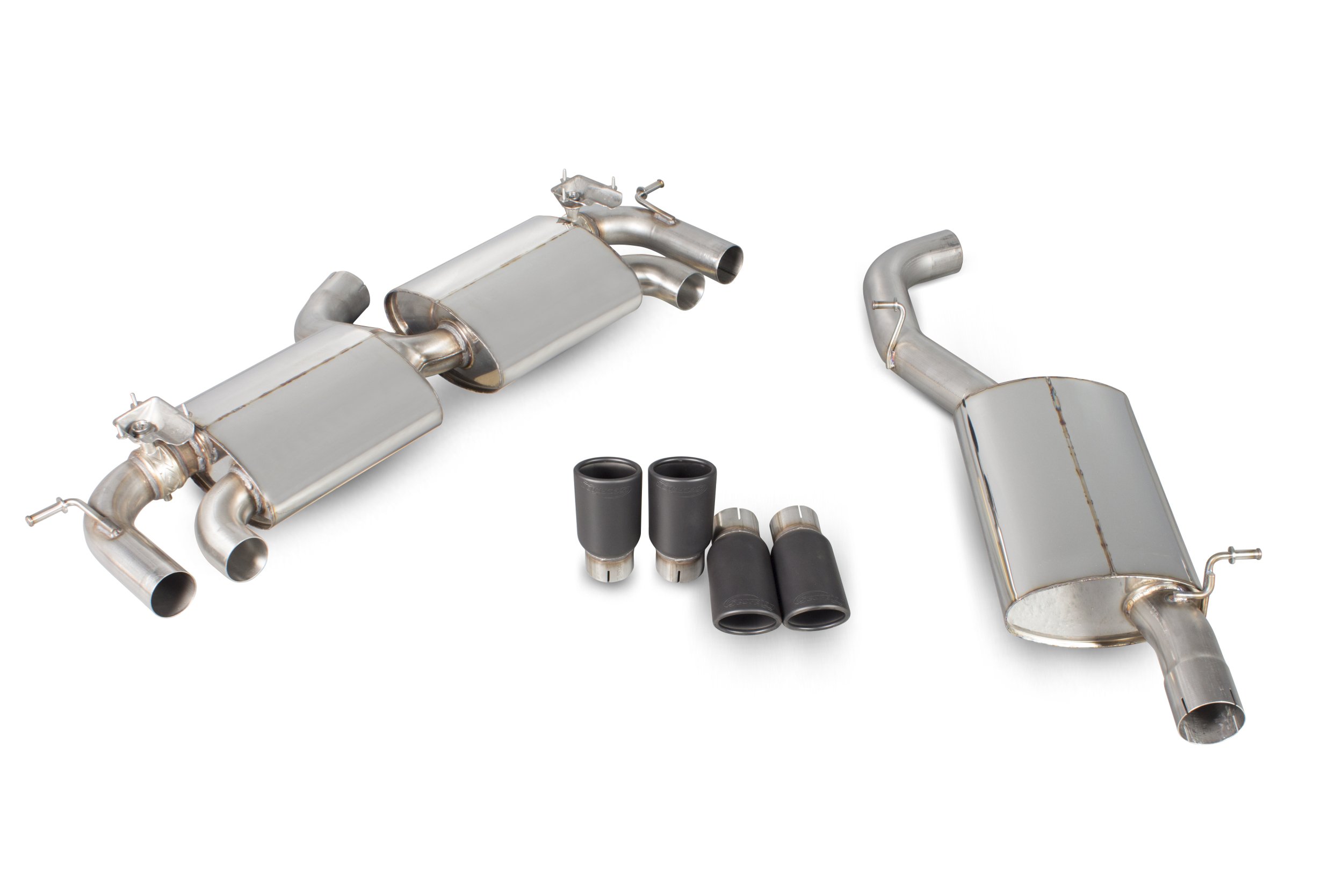 Scorpion Exhausts Volkswagen Golf MK7 R 2014 2016 Resonated cat-back system with electronic valves – Monaco (quad) Ceramic Tips