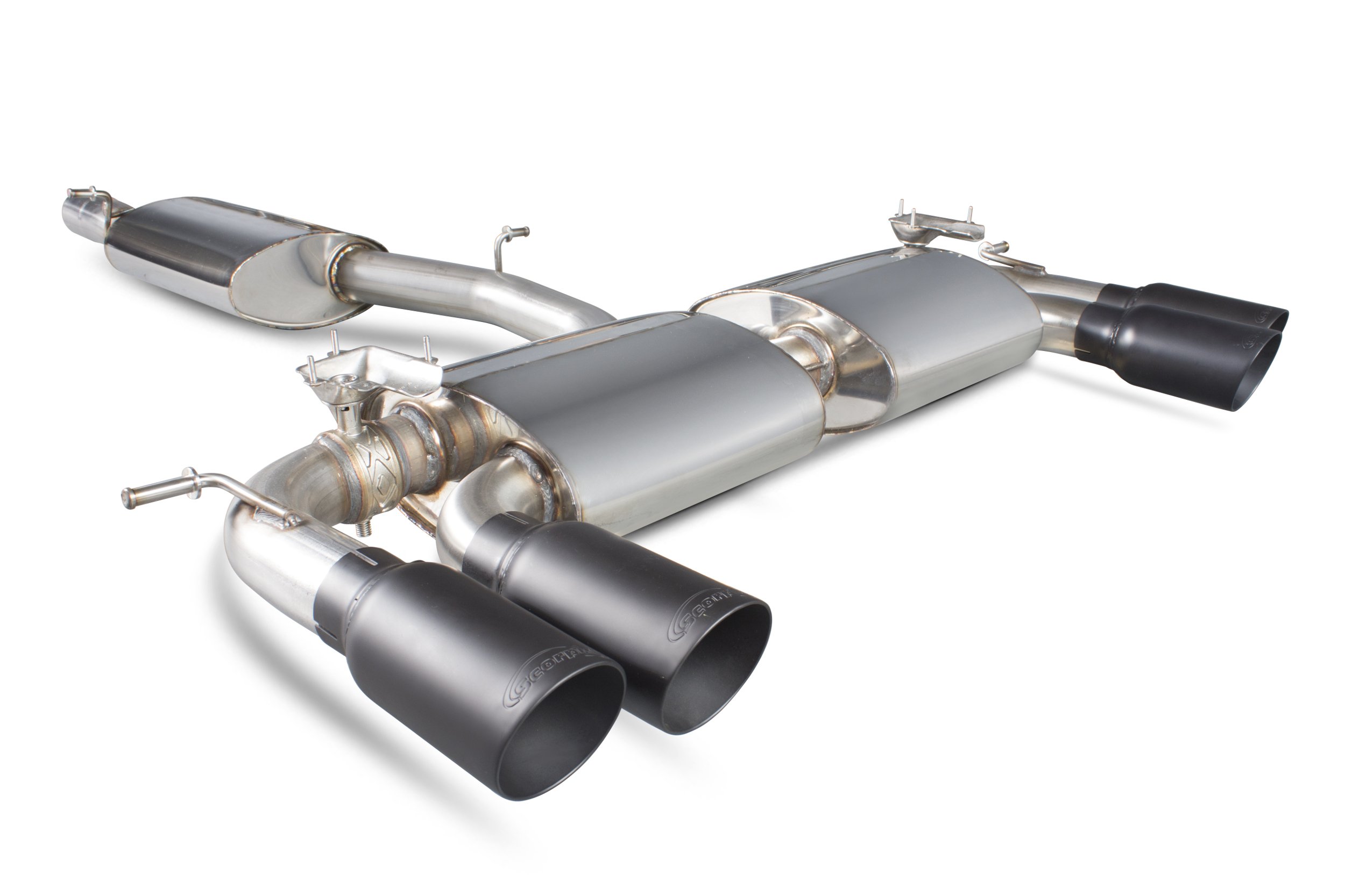 Scorpion Exhausts Volkswagen Golf MK7 R 2014 2016 Resonated cat-back system with electronic valves – Daytona (quad) Ceramic Tips