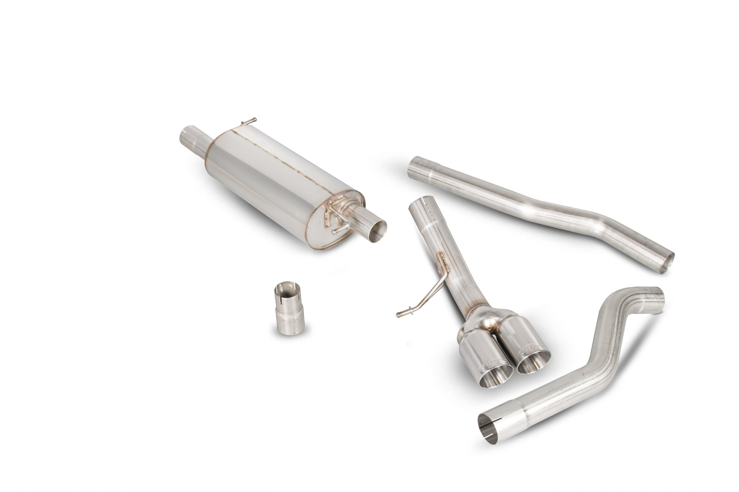 Scorpion Exhausts Volkswagen Transporter T5 2.5TDi (03-09) / T5 2.0 (10-15) / T5 & T6 2.0 BiTDi (15-ON) SWB/LWD 2WD Resonated cat/DPF-back system – Daytona (Twin) Tips