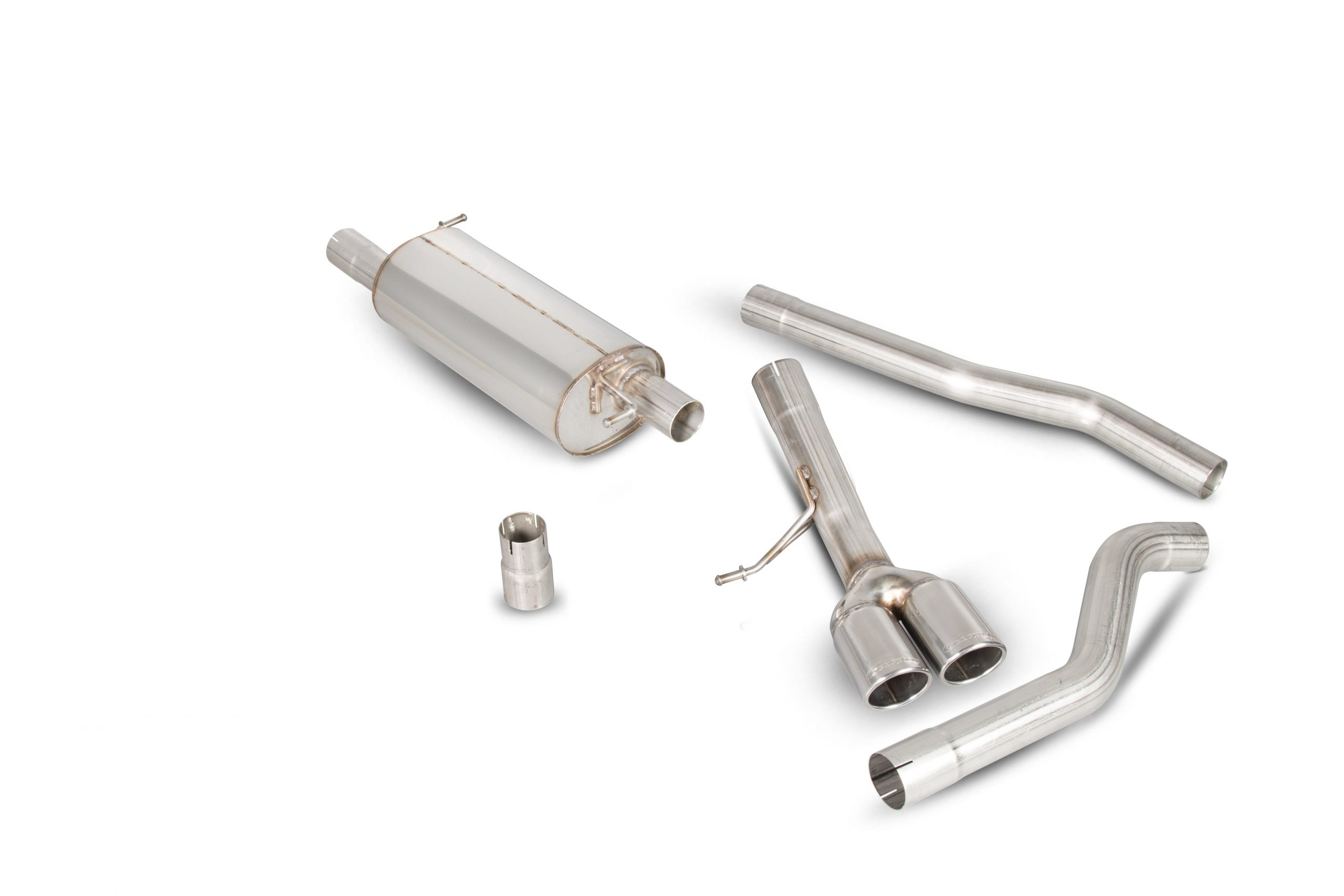 Scorpion Exhausts Volkswagen Transporter T5 2.5TDi (03-09) / T5 2.0 (10-15) / T5 & T6 2.0 BiTDi (15-ON) SWB/LWD 2WD Resonated cat/DPF-back system – Monaco (twin) Tips