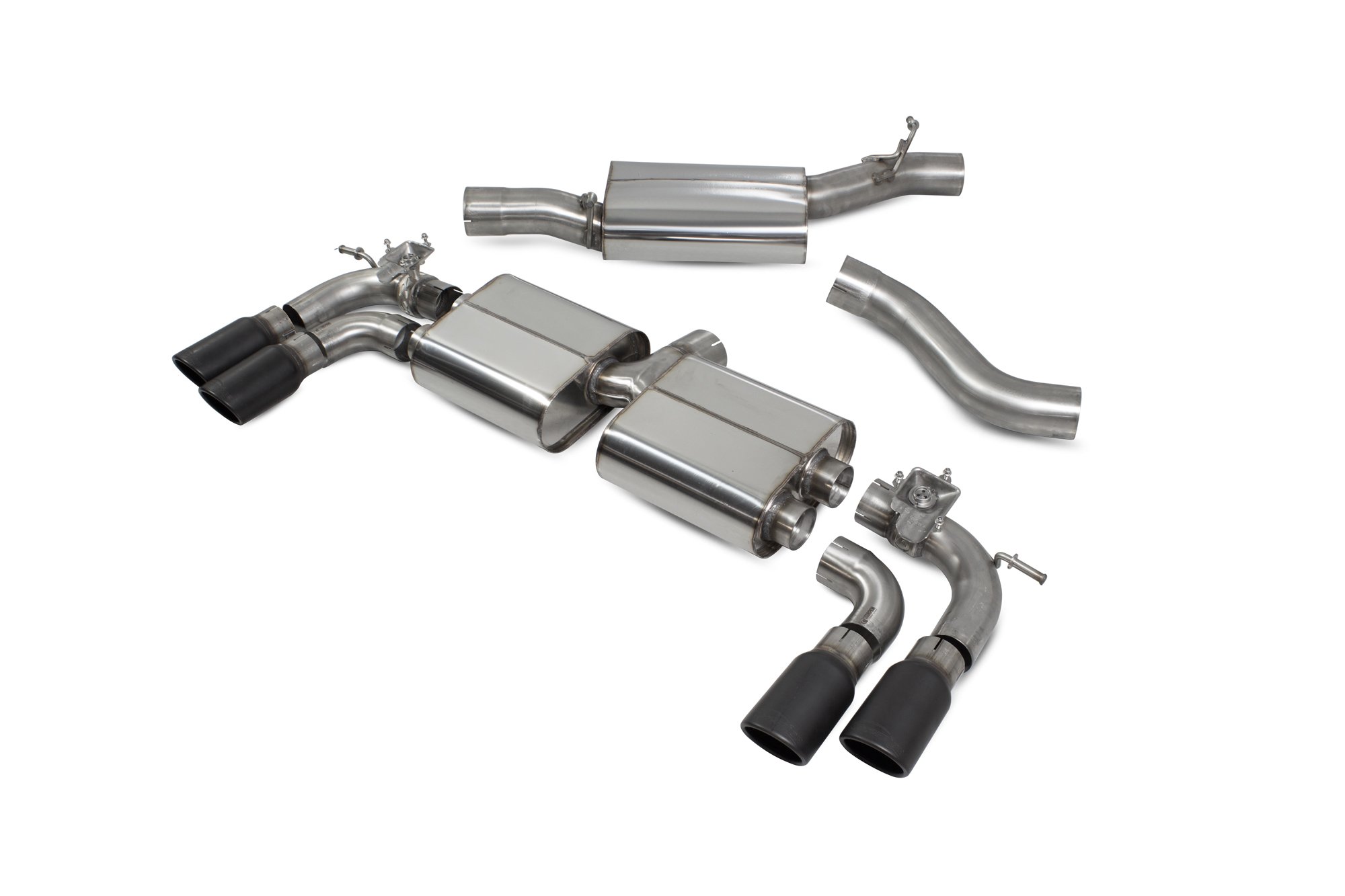 Scorpion Exhausts Volkswagen GolF R MK7.5 Facelift GPF & Non GPF Models 2017 2020 Resonated cat/gpf back system & electronic valves – Monaco (quad) Ceramic Tips