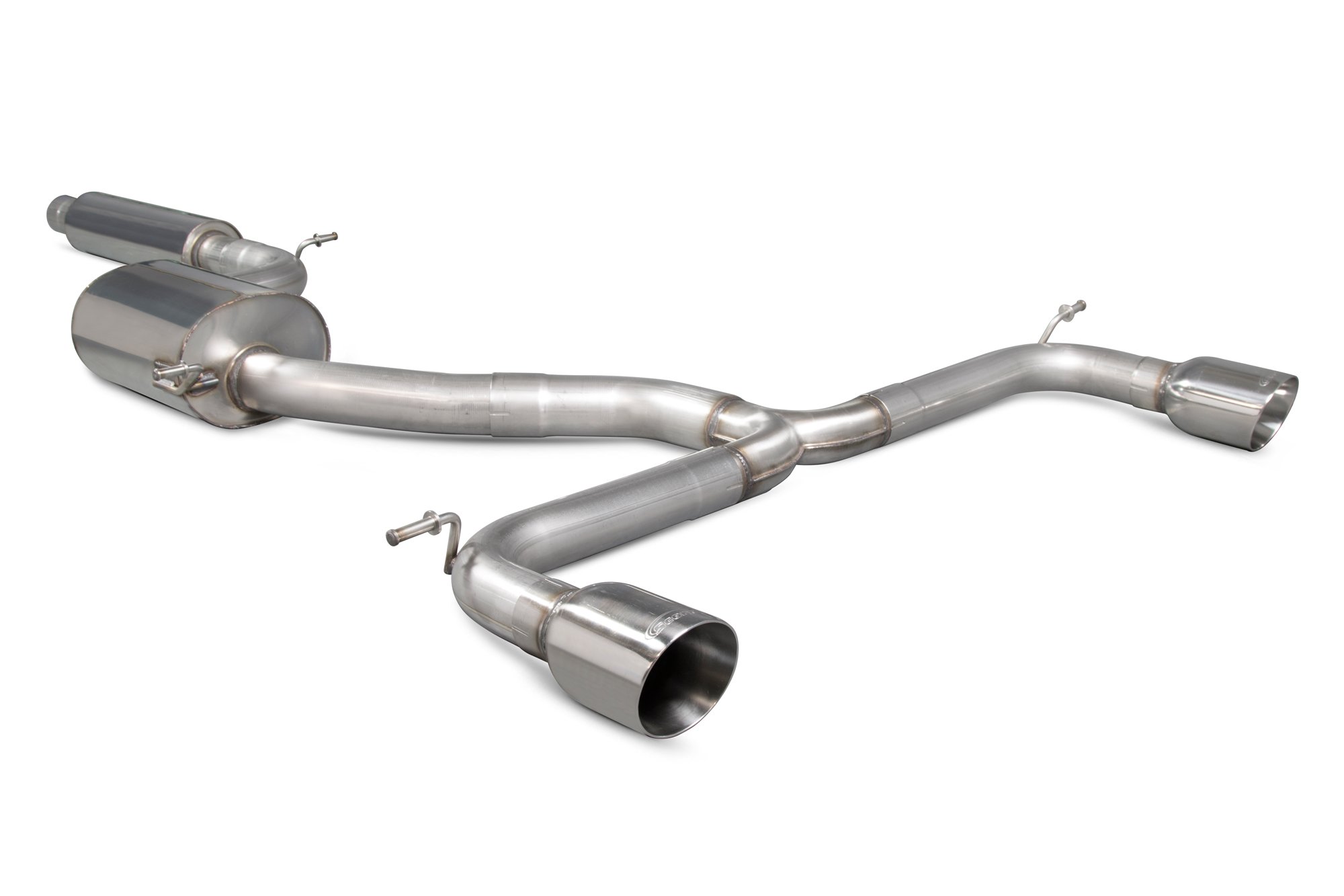 Scorpion Exhausts Volkswagen Golf MK7.5 GTi Non GPF Model Only 2017 2019 Resonated cat-back system – Monaco (quad) Tips
