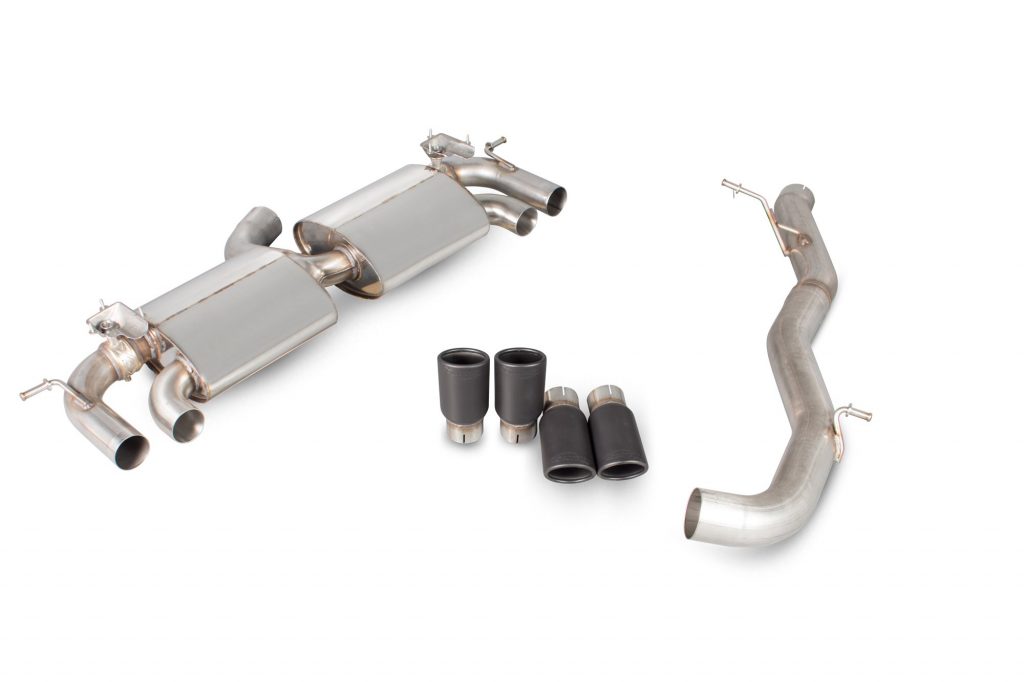 Scorpion Exhausts Volkswagen Golf MK7 R 2014 2016 Non-res cat-back system with electronic valves – Monaco (quad) Ceramic Tips