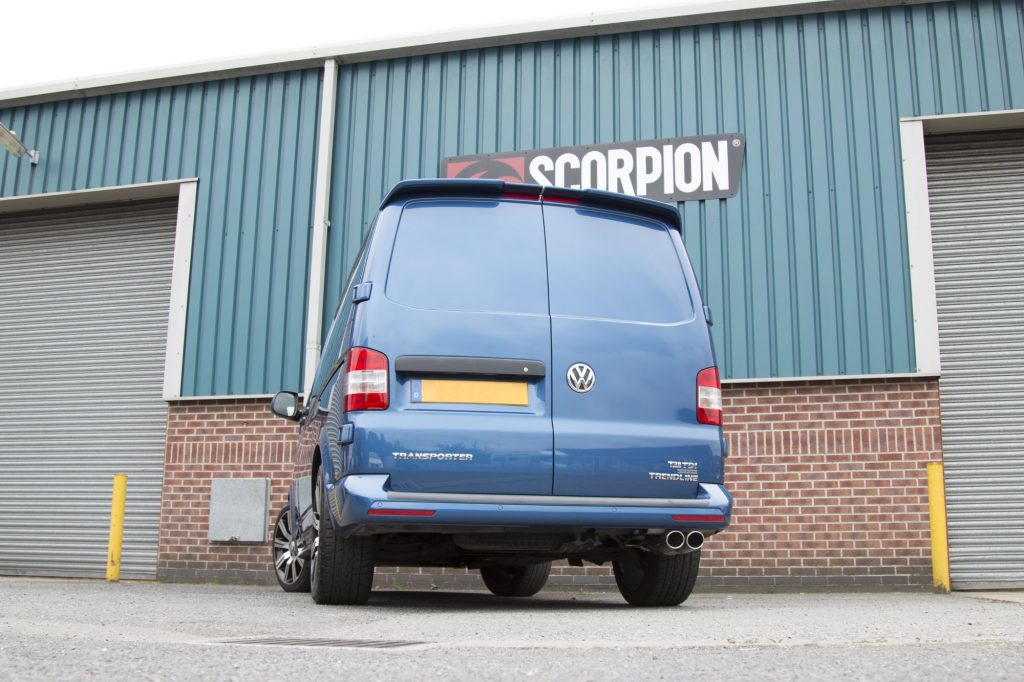 Scorpion Exhausts Volkswagen Transporter  T5 2.5TDi (03-09) / T5 2.0 (10-15) / T5 & T6 2.0 BiTDi (15-ON) SWB/LWD 2WD Non-resonated cat/DPF-back system- Monaco (twin) Tips