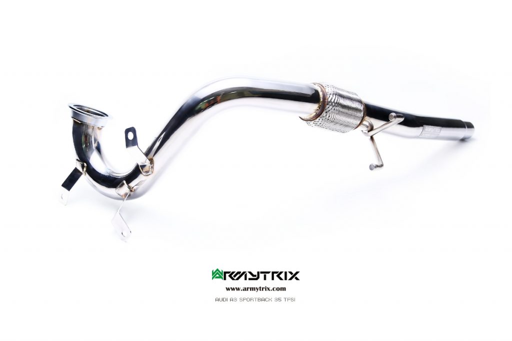 Armytrix – Stainless Steel High-flow performance de-catted down pipe with cat simulator for AUDI A3 8V 14 TFSI SPORTBACK