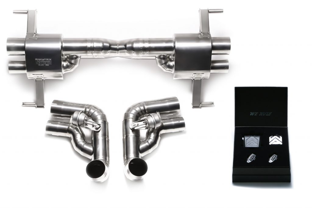 Armytrix – Titanium X pipe mufflers + Valvetronic tailpipe section (L and R) + Wireless remote control kit for AUDI R8 42 52 FSI COUPE