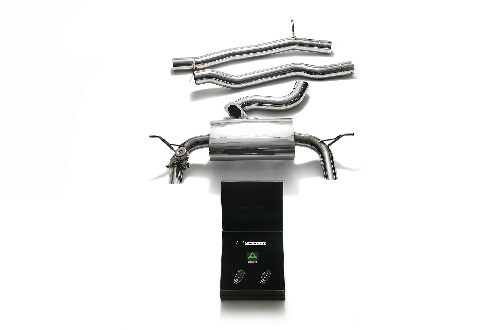 Armytrix – Stainless Steel Mid-pipe 1 + Mid-pipe 2 + Valvetronic muffler + Wireless remote control kit for AUDI TT 8S 20 TFSI ROADSTER