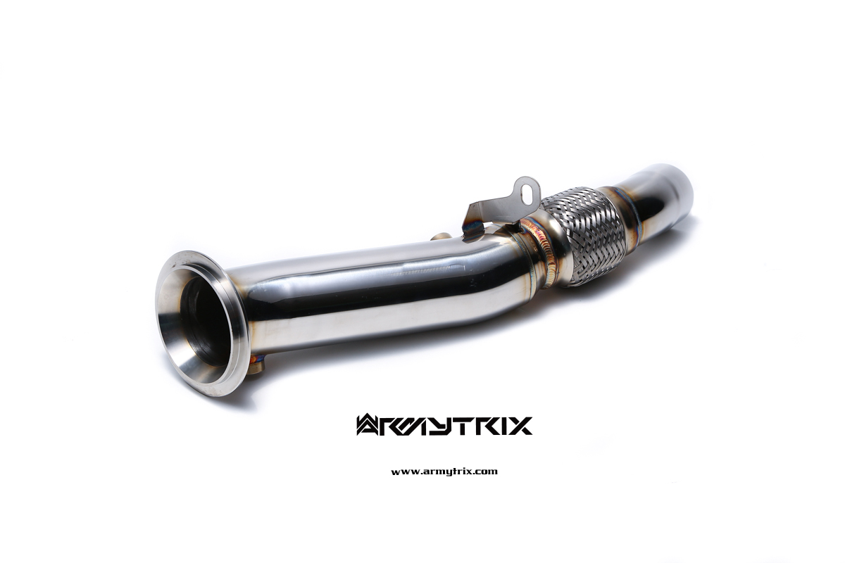 Armytrix – Stainless Steel High-flow performance decatted downpipe with cat simulator – Ver 2 (universal pipe style) for BMW 3 SERIES F34 328I