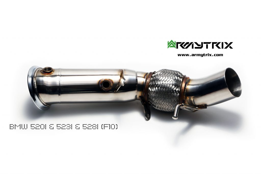 Armytrix – Stainless Steel High-flow performance decatted downpipe with cat simulator for BMW 5 SERIES F10 520I