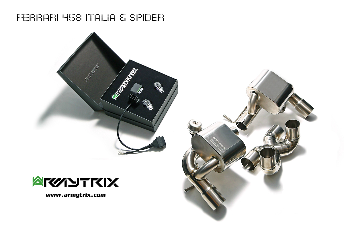 Armytrix – Titanium X-pipe + Valvetronic Muffler (L and R) + Wireless Remote Control Kit for FERRARI 458 ITALIA 45L