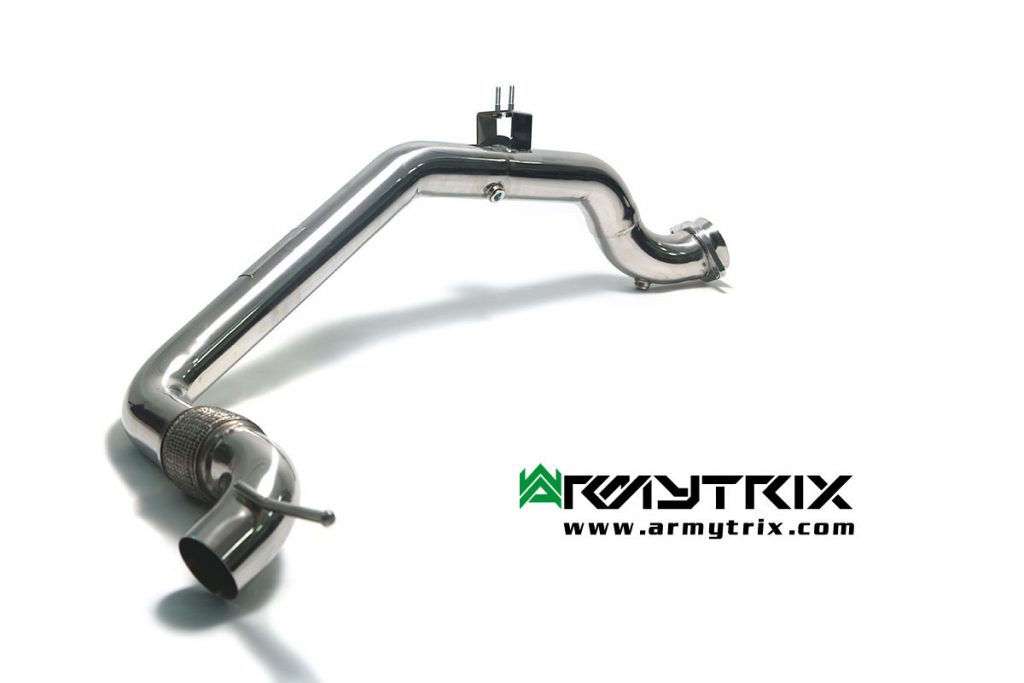 Armytrix – Stainless Steel High-Flow Performance De-catted Pipe with Cat-simulator for FORD MUSTANG ECOBOOST MK6 23L CONVERTIBLE