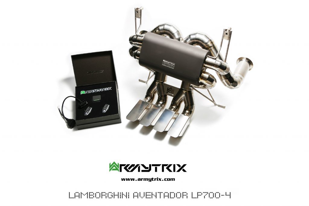 Armytrix – Titanium Black Coated Valvetronic Muffler w/ Titanium Quad tips + Wireless Remote Control Kit for LAMBORGHINI AVENTADOR LP720-4 65L