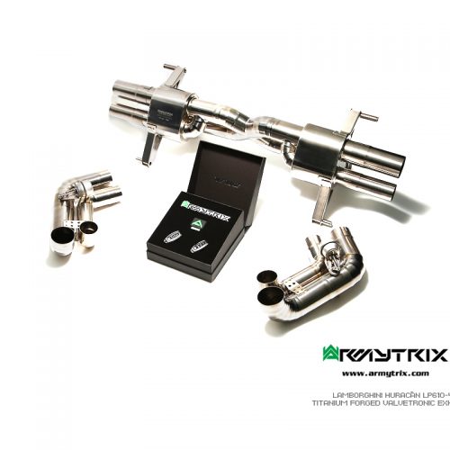 Armytrix – Titanium X pipe mufflers + Valvetronic tail pipe section (L and R) + Wireless remote control kit for LAMBORGHINI HURACAN LP580 52L
