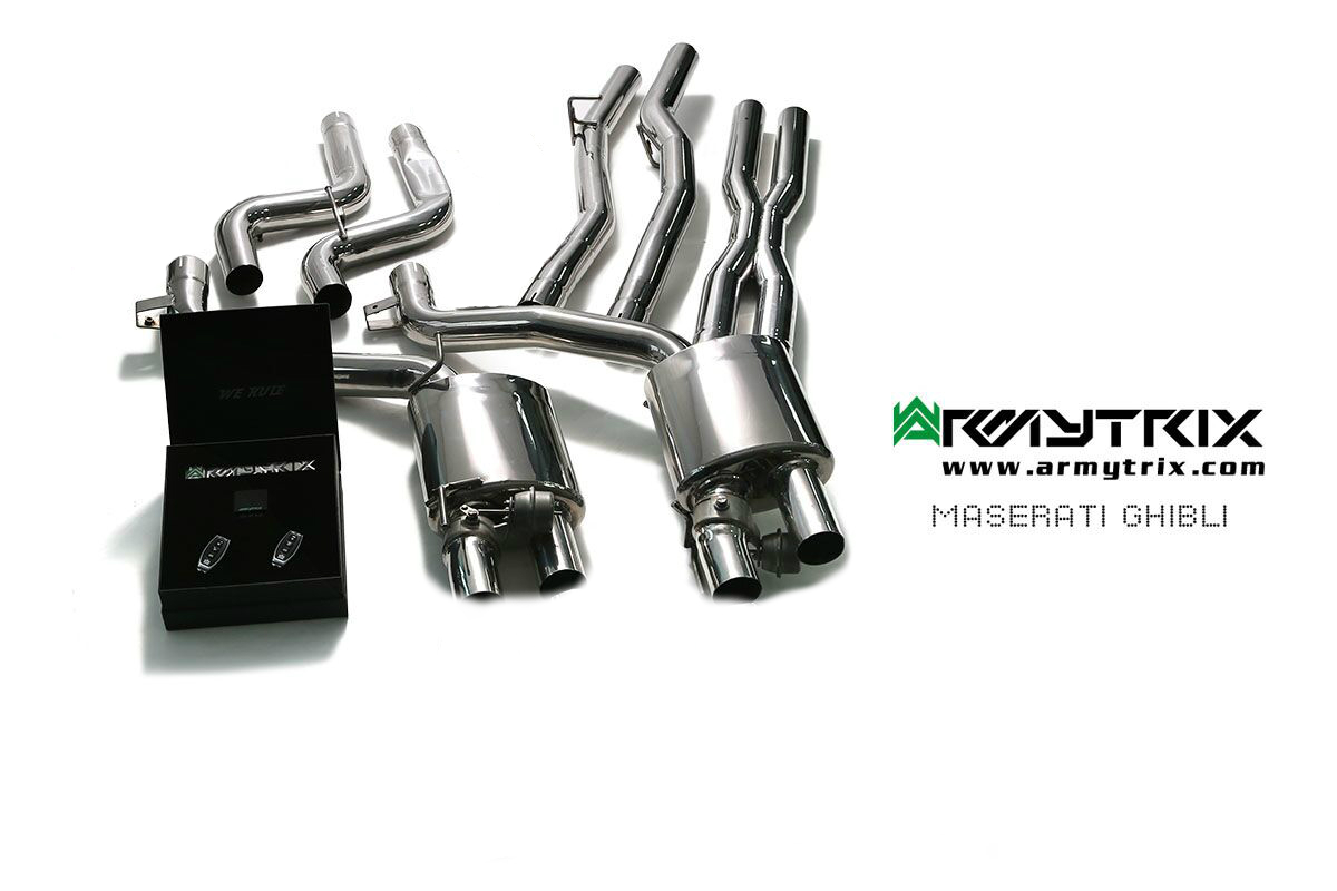 Armytrix – Stainless Steel Front pipe + Mid-pipe 1 & 2 + Valvetronic muffler + Wireless remote control kits for MASERATI GHIBLI M157 30L SQ4