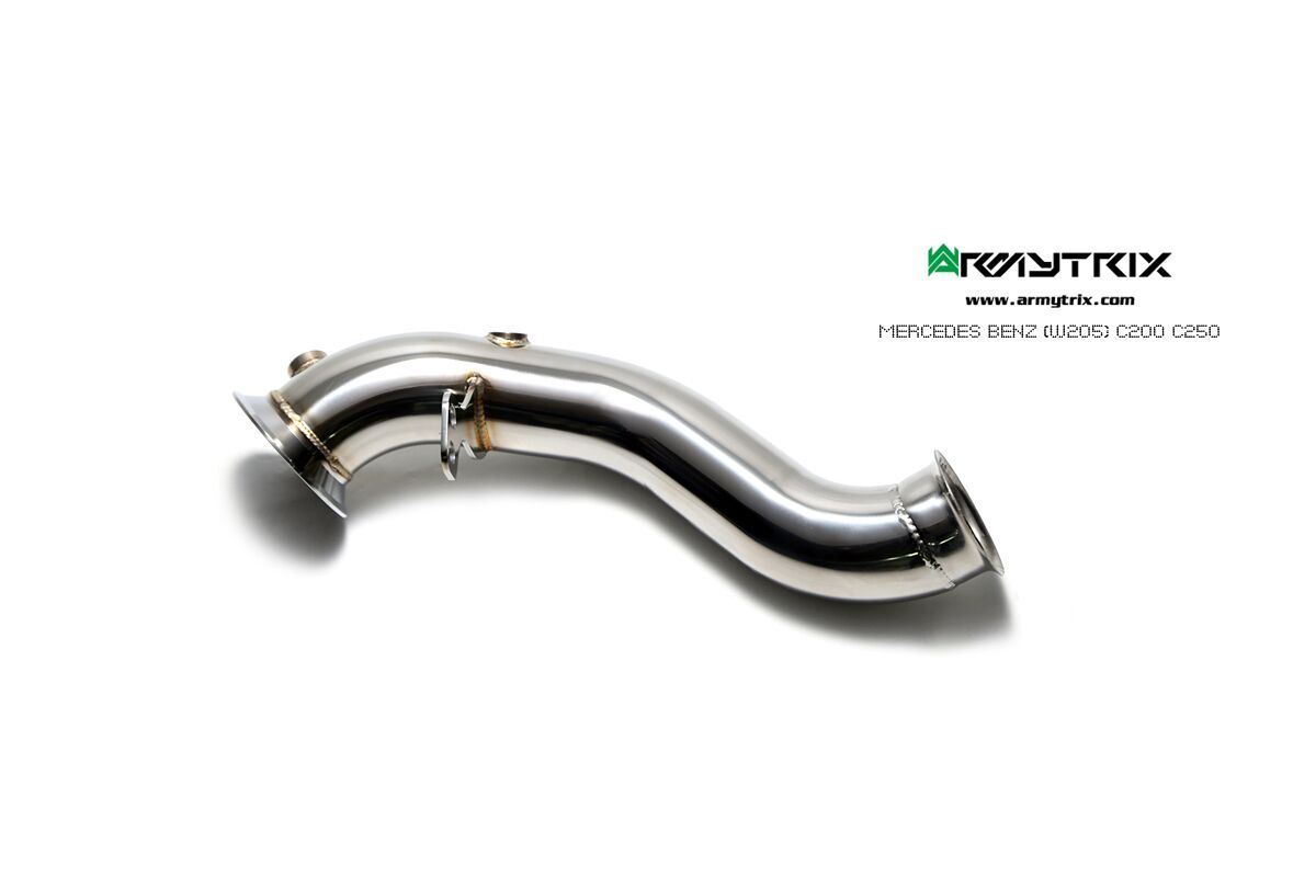 Armytrix – Stainless Steel High-flow Performance Decatted Downpipe with Cat-simulator (Fits to part MB052-RC) for MERCEDES-BENZ C-CLASS W205 C300 FACELIFT