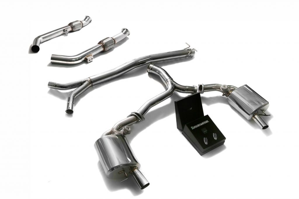 Armytrix – Stainless Steel Front pipe (L and R) + Front Y-pipe + Mid Y-pipe + Valvetronic Muffler (L and R) + Wireless Remote Control Kit (fits to the stock rear bumper) for MERCEDES-BENZ C-CLASS S205 C450