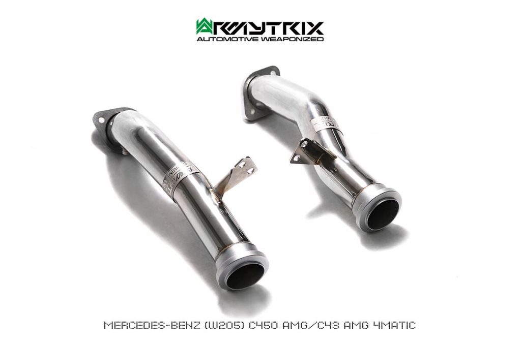 Armytrix – Stainless Steel High-flow Performance Decatted Pipe with Cat-simulator (L+R) (Left Hand Drive) for MERCEDES-BENZ C-CLASS S205 C450