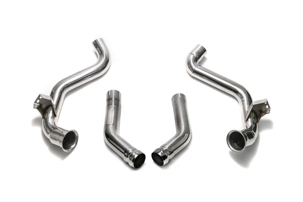 Armytrix – Stainless Steel Decatted down pipe (L+R) + Secondary down pipe with Cat-simulator (L+R) for MERCEDES-BENZ C-CLASS C205 C63 AMG