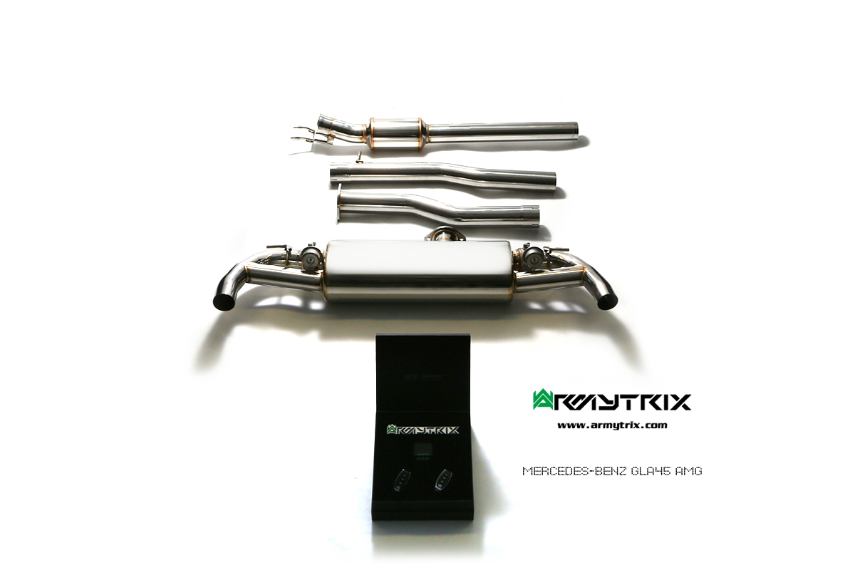 Armytrix – Stainless Steel Front pipe + mid pipe sec 1 + mid pipe sec 2 + Valvetronic muffler + Wireless remote control kit for MERCEDES-BENZ GLA X156 GLA45 AMG