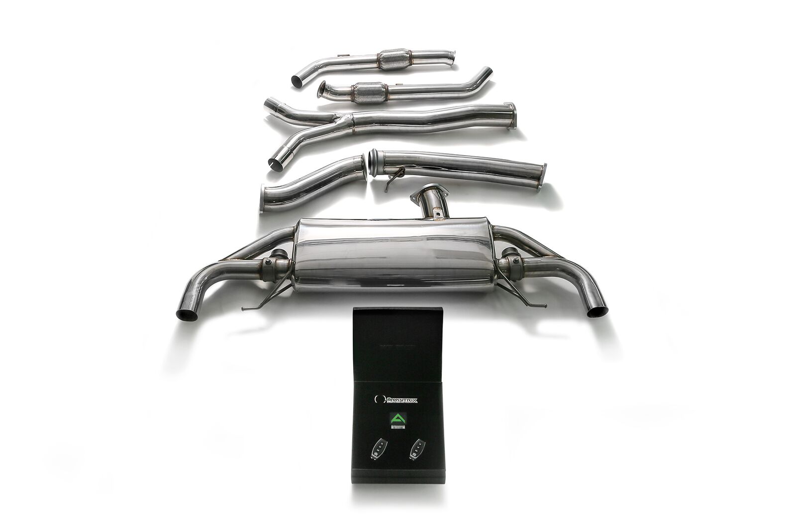 Armytrix – Stainless Steel Front pipe + Y-pipe + Mid pipe + Valvetronic Muffler + Wireless Remote Control Kit (Fit to stock rear bumper) for MERCEDES-BENZ GLC C253 GLC450