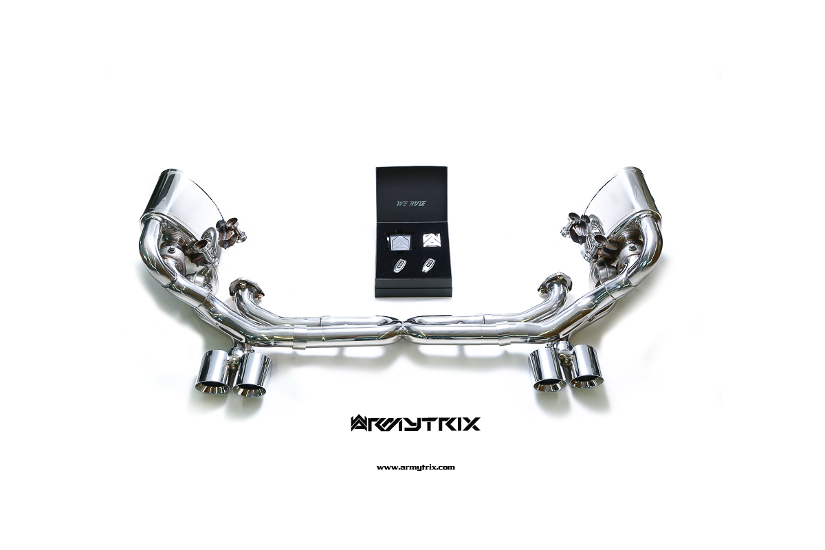 Armytrix – Stainless Steel X-pipe + Valvetronic Muffler (L and R) + Wireless Remote Control Kit for PORSCHE 911 997 MK2 38L CARRERA