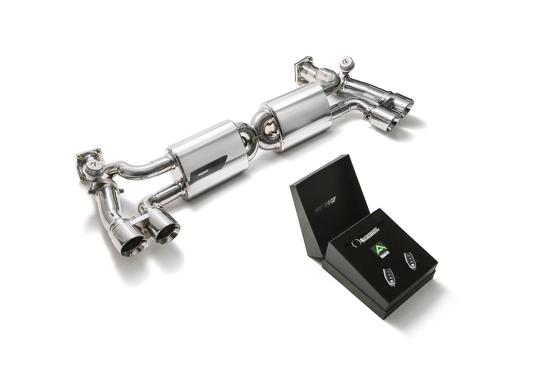 Armytrix – Stainless Steel De-catted Pipe with Valvetronic X Muffler + Wireless remote control kit for PORSCHE 911 991 MK2 38L TURBO S