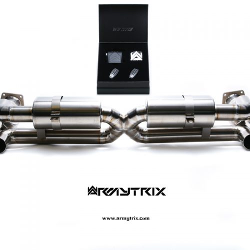 Armytrix – Titanium High-flow Performance De-catted Pipe with Valvetronic X Muffler + Wireless Remote Control Kit for PORSCHE 911 997 MK1 36L TURBO