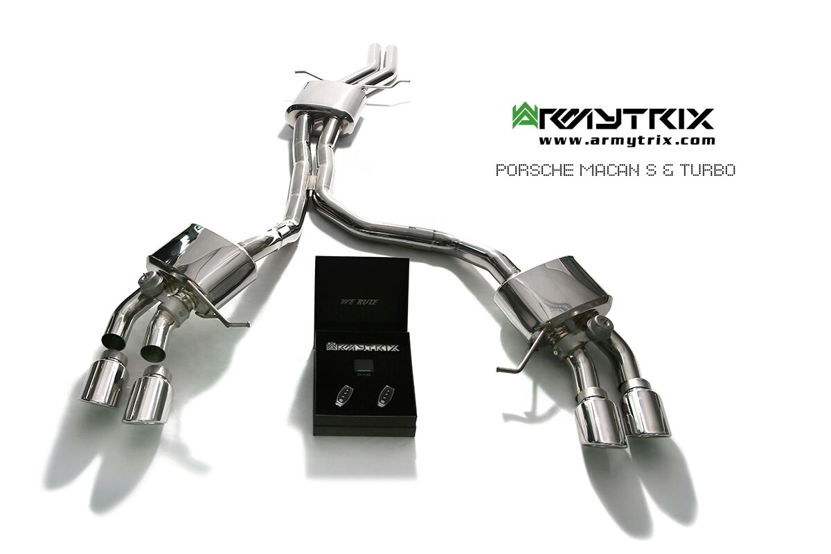 Armytrix – Stainless Steel Mid-pipe + Valvetronic Muffler (L and R) + Wireless Remote Control Kit for PORSCHE MACAN 95B 30L GTS