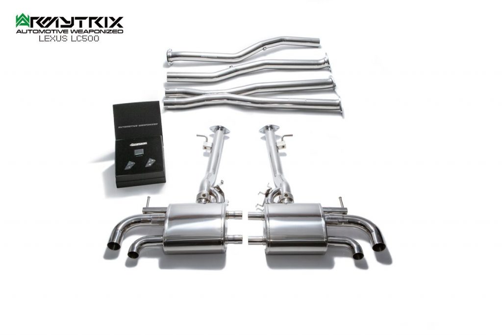 Armytrix – Stainless Steel Secondary de-catted pipe (LXLC5-DD2L + CLXLC5-DD2R) + X-pipe (LXLC5-M) + Valvetronic mufflers (LXLC5-VM)+ Wireless remote control kits(OWRC) for LEXUS LC 500 50L