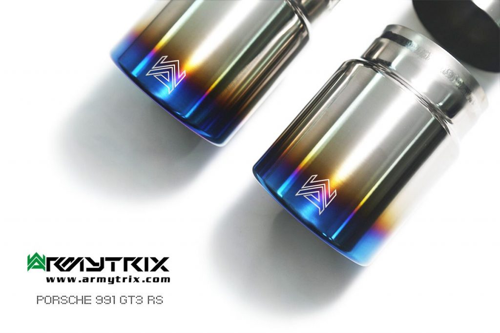 Armytrix – Titanium Dual Titanium Blue Tips (2x89mm) for PORSCHE 911 997 MK1 36L GT3