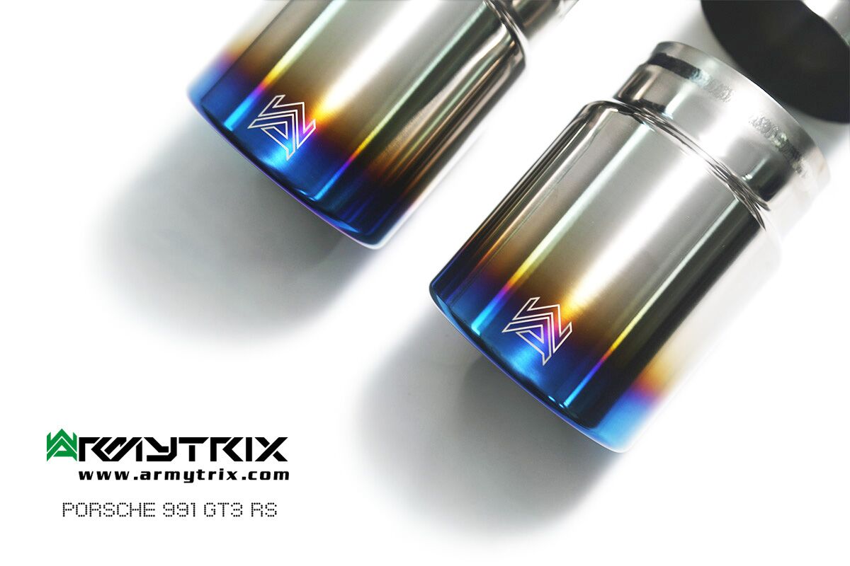 Armytrix – Titanium Dual Titanium Blue Tips (2x101mm) for PORSCHE 911 991 MK1 38L GT3