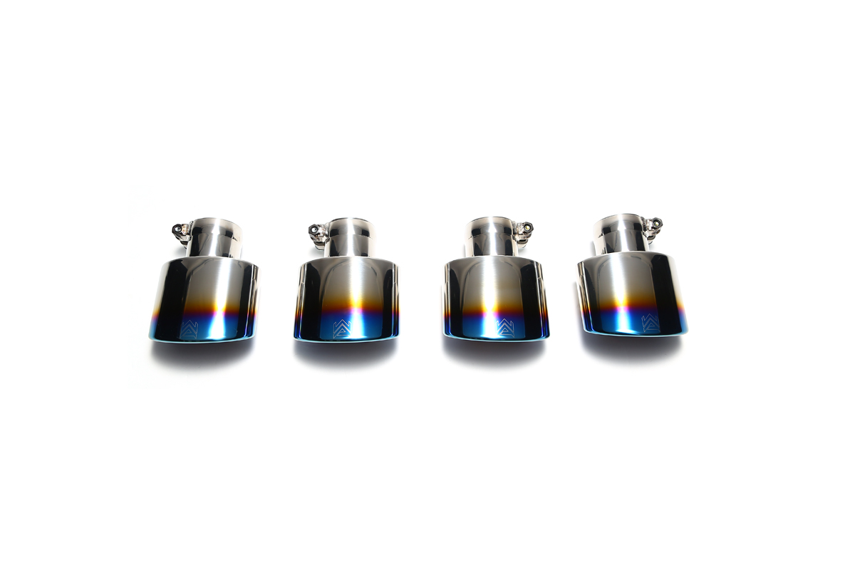 Armytrix – Stainless Steel Quad Blue Coated Tips (4x Oval tips 73X120mm) for MERCEDES-BENZ C-CLASS W204 C63 AMG