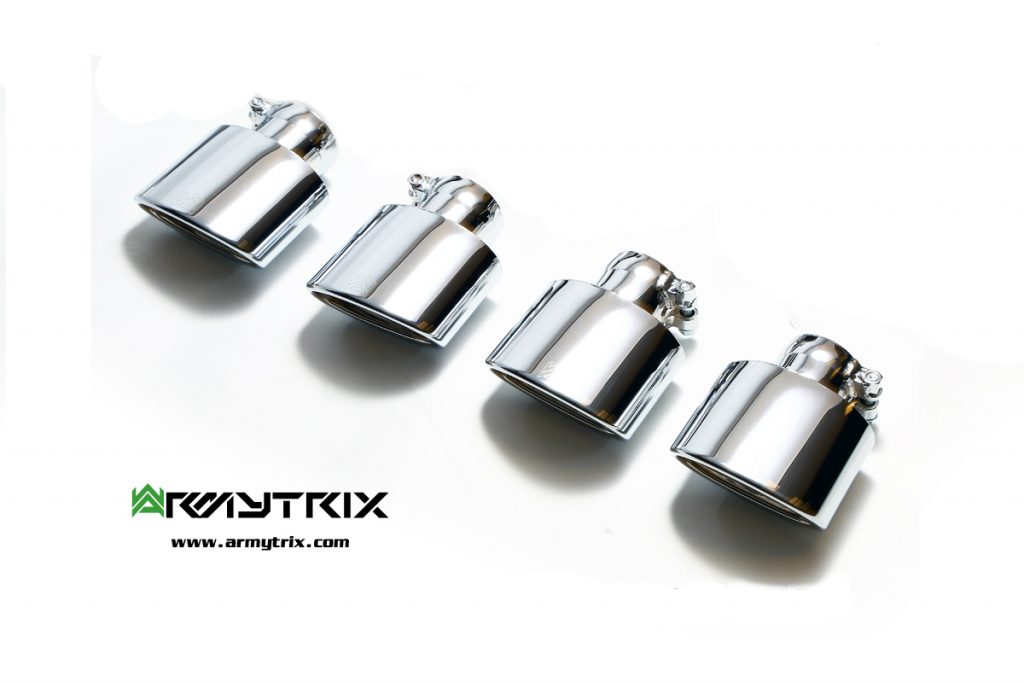Armytrix – Stainless Steel Quad Chrome Silver Tips (4x Oval tips 73X120mm) for MERCEDES-BENZ C-CLASS S204 C63 AMG