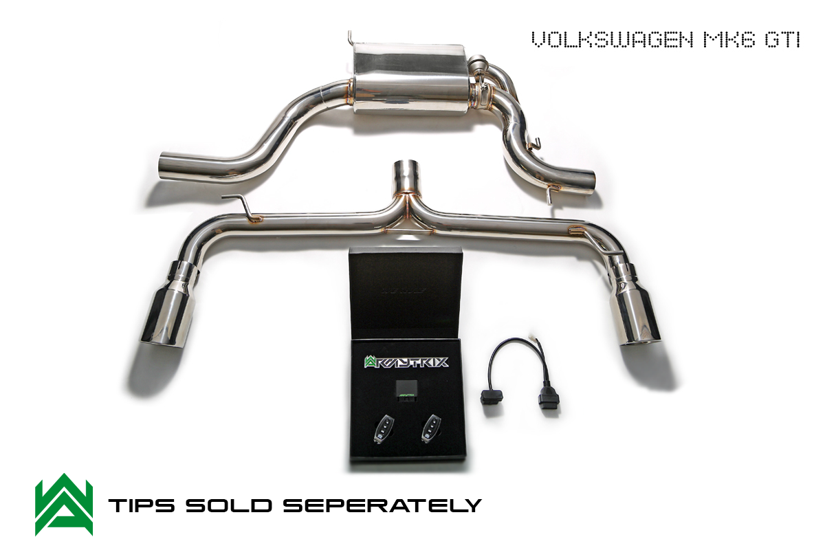 Armytrix – Stainless Steel Valvetronic Muffler (76mm) + link Y pipe + Wireless Remote Control Kit for VW GOLF MK6 20 TSI GTI