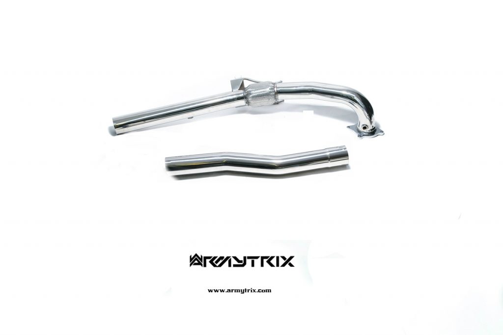 Armytrix – Stainless Steel High-flow performance decatted downpipe + Secondary downpipe with cat simulator (76mm) for VW GOLF MK6 20 TSI R20